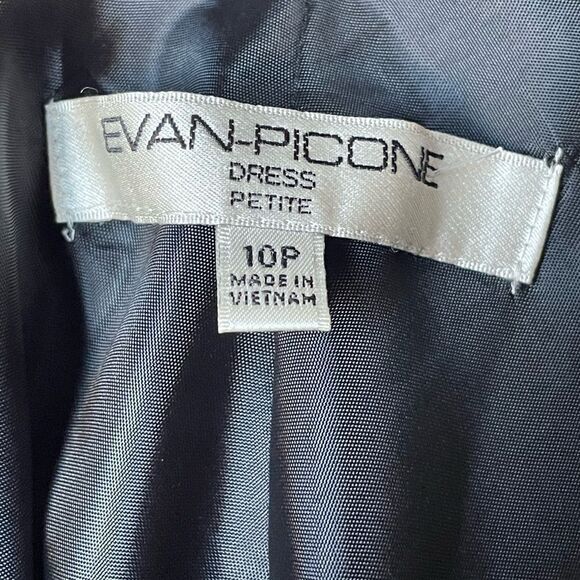 Evan Picone Black Chiffon Dress w/ Floral Designs & Satin Sash (Size: 10P) - Picture 10 of 14